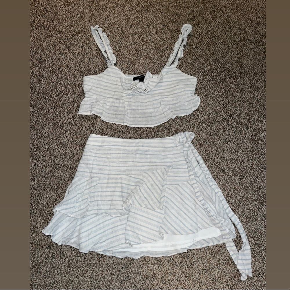 Striped Skirt And Crop Top Set